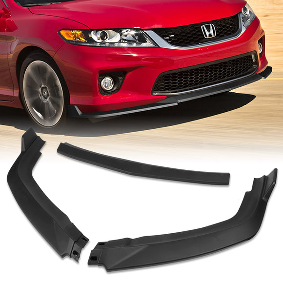 For 2013-2015 Honda Accord Coupe Matt Black 3 Pcs Front Bumper Splitter Spoiler Lip