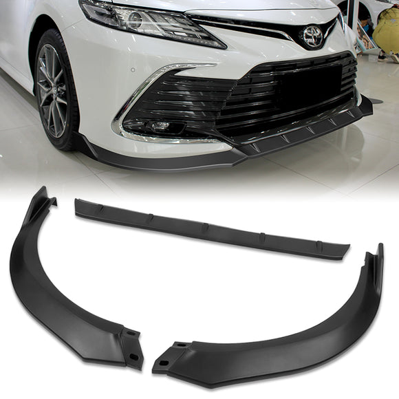 For 2021-2022 Toyota Camry LE STP-Style Black 3 Pcs  Front Bumper Splitter Spoiler Lip