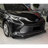 For 2021-2023 Toyota Sienna LE XLE MP-Style Painted BLACK  3-Pcs Front Bumper Spoiler Lip