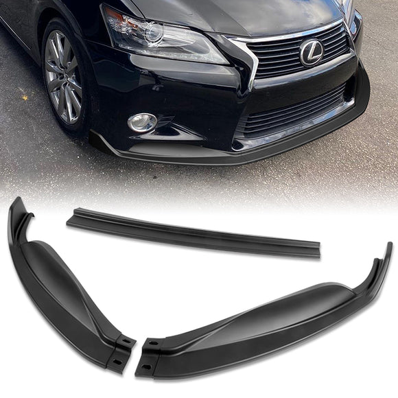 For 2013-2015 Lexus GS350 GS450h Base Black 3-Pcs Front Bumper Splitter Spoiler Lip