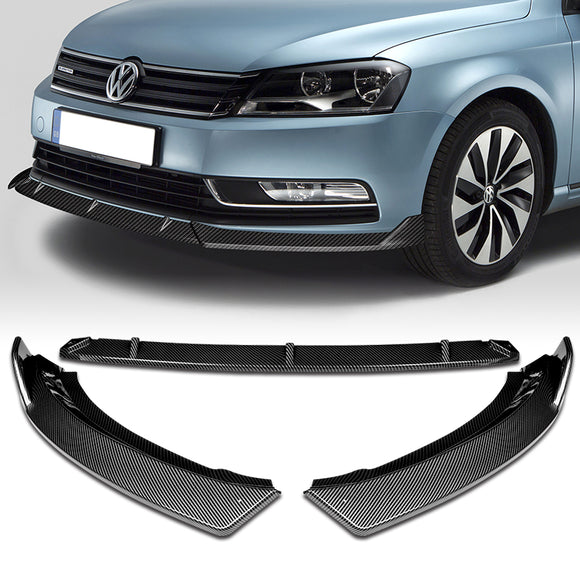 For 2012-2015 Volkswagen VW Passat Sedan Carbon Painted Front Bumper Spoiler Lip 3-pcs
