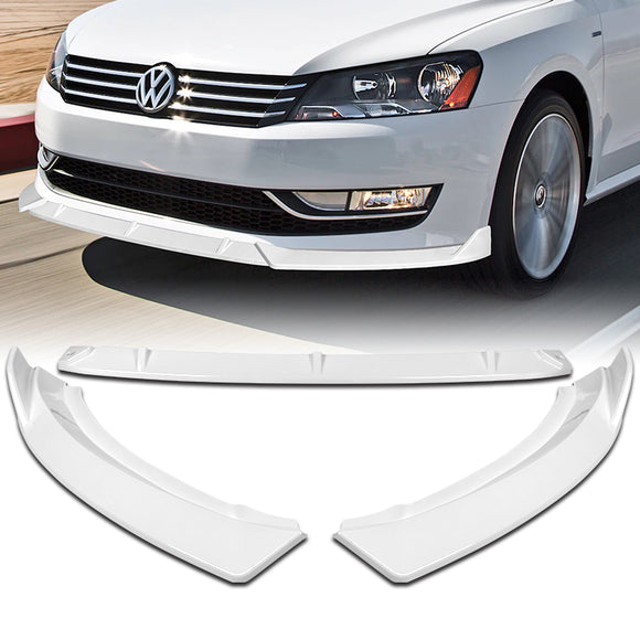 For 2012-2015 Volkswagen VW Passat Sedan Painted White Front Bumper Spoiler Lip  3-pcs