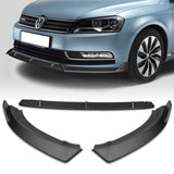 For 2012-2015 Volkswagen VW Passat Sedan Matt Black Front Bumper Spoiler Lip 3-pcs