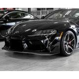 2019-2026 Toyota Supra A90 Painted Black 3-Piece Front Bumper Body Spoiler Splitter Lip Kit with Keychain Set