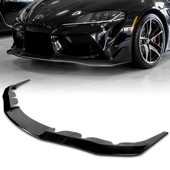 2019-2026 Toyota Supra A90 Painted Black 3-Piece Front Bumper Body Spoiler Splitter Lip Kit with Keychain Set