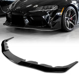 2019-2026 Toyota Supra A90 Painted Black 3-Piece Front Bumper Body Spoiler Splitter Lip Kit with Keychain Set