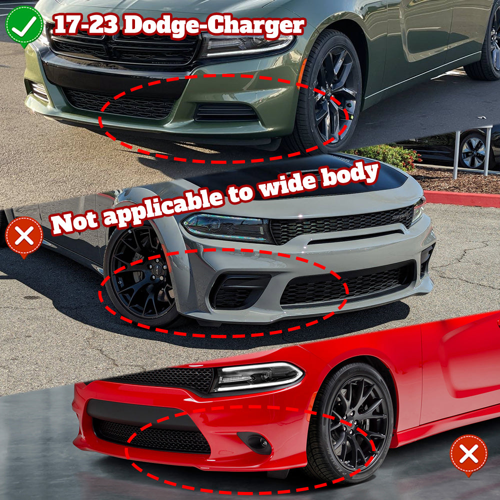 Glossy Black Front Bumper Lip Splitter For 2015-2023 Dodge Charger SRT – Double Deck Style (4 Pieces)