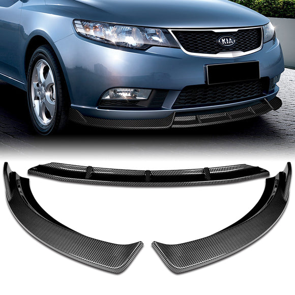 For 2010-2013 Kia Forte STP-Style Carbon Look Front Bumper Splitter Spoiler Lip  3-PCS