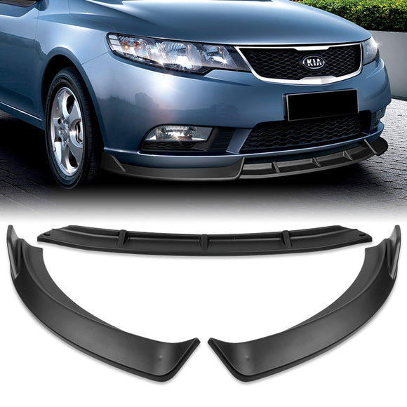For 2010-2013 Kia Forte STP-Style Matt Black Front Bumper Splitter Spoiler Lip   3-PCS