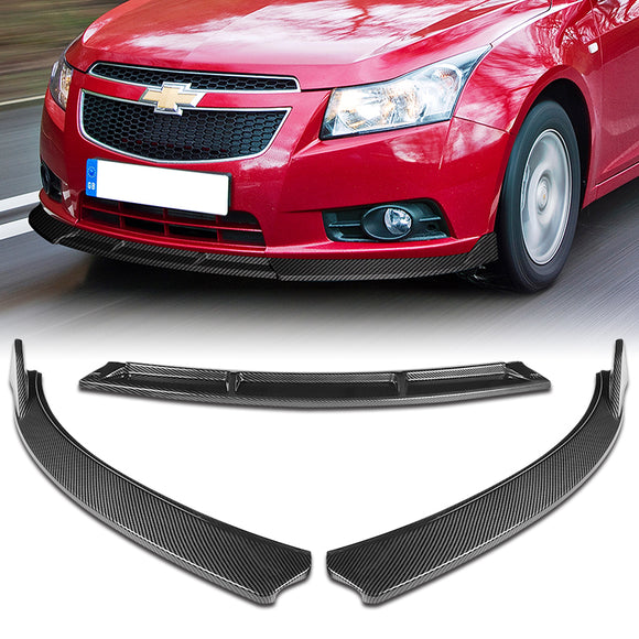 For 2011-2014 Chevrolet Cruze Carbon Painted Front Bumper Splitter Spoiler Lip  3-PCS