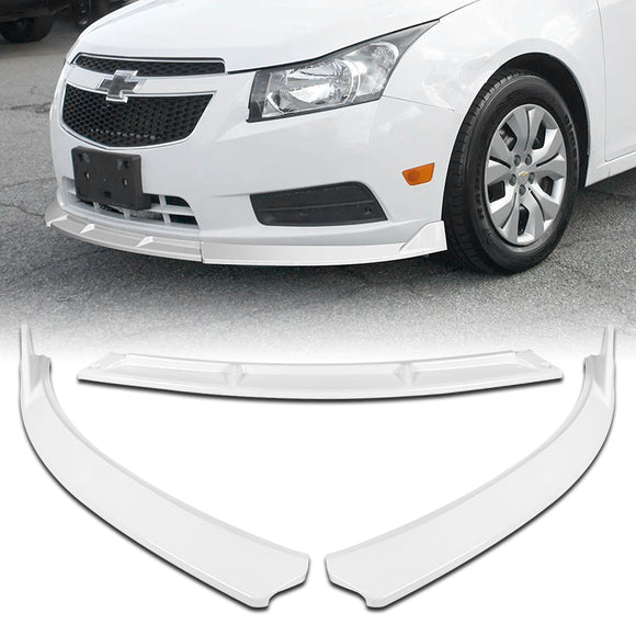 For 2011-2014 Chevrolet Cruze Painted White Front Bumper Splitter Spoiler Lip  3-Pcs