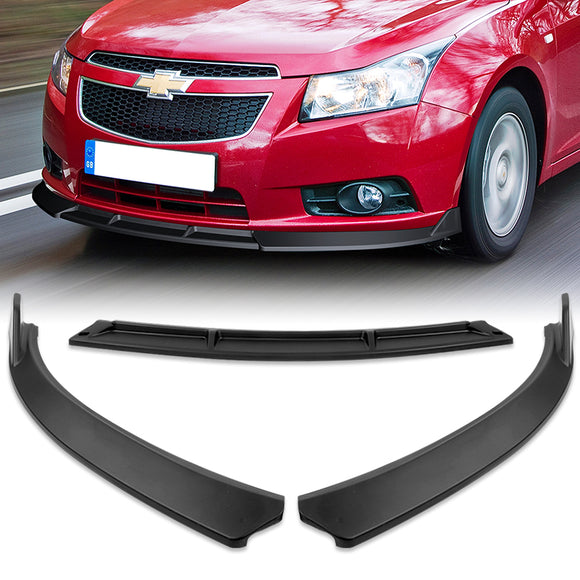 For 2011-2014 Chevrolet Cruze Matt Black Front Bumper Splitter Spoiler Lip 3-Pcs