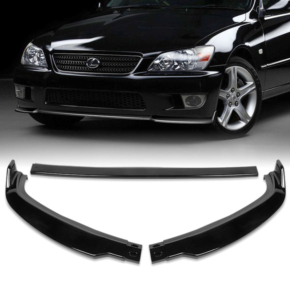 For 2001-2005 Lexus IS300 STP-Style Painted Black Front Bumper Body Spoiler Lip  3-PCS