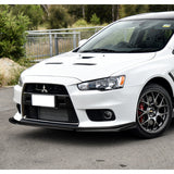 For 2008-2015 Mitsubishi Evolution R-Style Carbon Fiber Front Bumper Body Splitter Spoiler Lip 3PCS