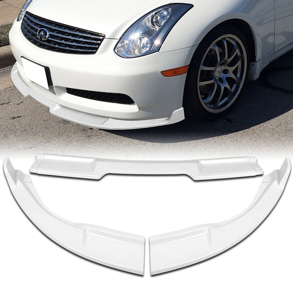 For 2003-2007 Infiniti G35 Coupe GT-Style Painted White Front Bumper Body Splitter Spoiler Lip 3PCS