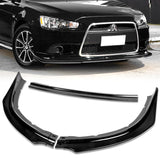2009-2015 Mitsubishi Lancer GT GTS RA-Style Painted Black 3-Piece Front Bumper Body Spoiler Splitter Lip Kit with free Emblem