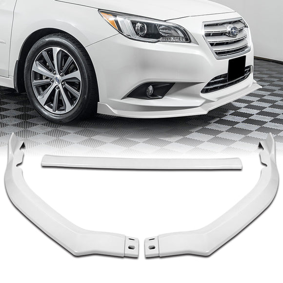 For 2015-2017 Subaru Legacy STi-Style JDM Painted White Front Bumper Spoiler Lip  3-PCS