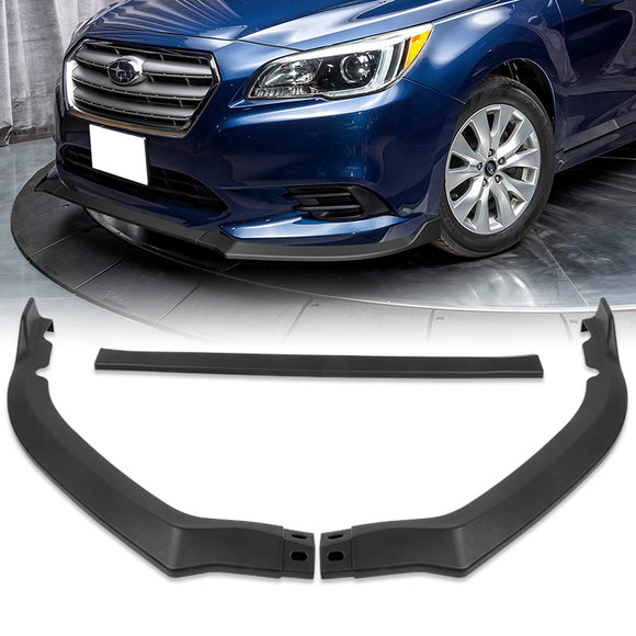 For 2015-2017 Subaru Legacy STi-Style JDM Matt Black Front Bumper Spoiler Lip  3-PCS