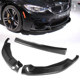 For 2015-2019 BMW F80 F82 M3 M4 GT-Style Carbon Fiber Front Bumper Spoiler Lip  3-PCS