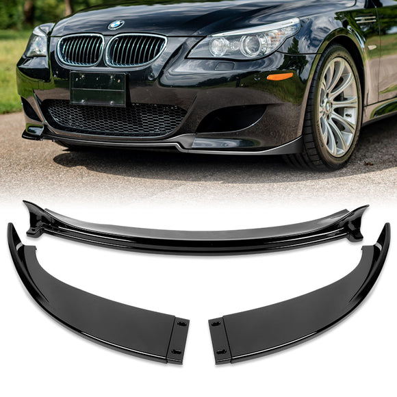 For 2006-2010 BMW E60 M5 H-Style Painted Black Front Bumper Splitter Spoiler Lip 3PCS