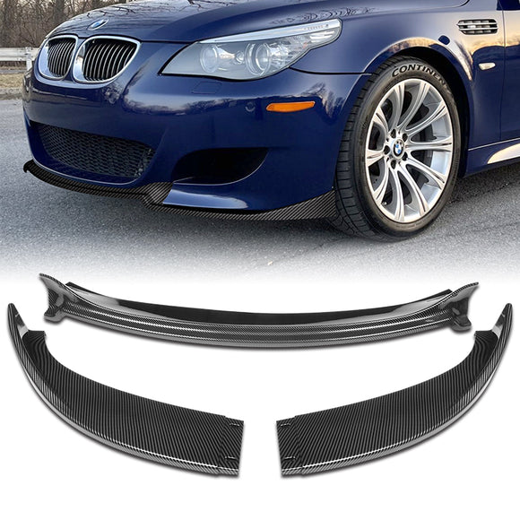 For 2006-2010 BMW E60 M5 H-Style Carbon Look Front Bumper Splitter Spoiler Lip 3PCS