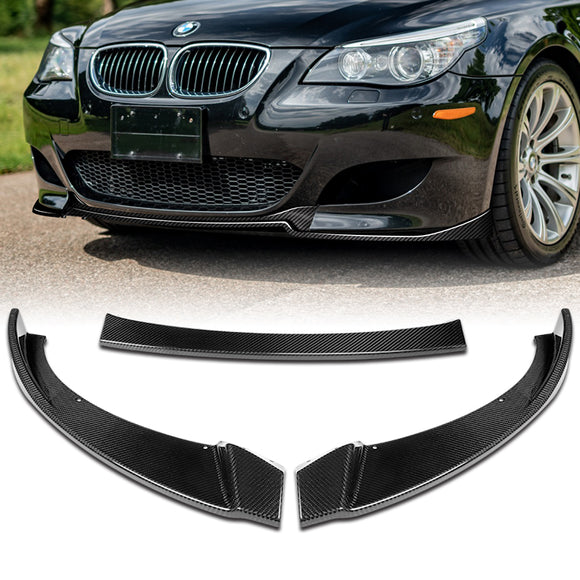 For 2006-2010 BMW E60 M5 H-Style Carbon Fiber Front Bumper Splitter Spoiler Lip 3PCS