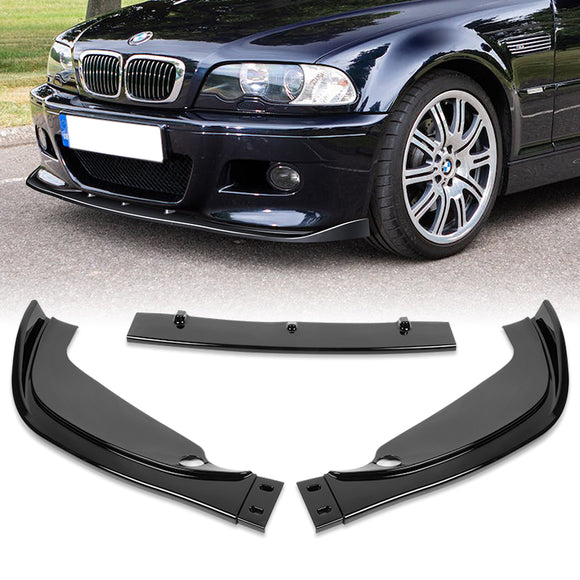 For 2001-2006 BMW E46 M3 H-Style Painted Black Front Bumper Splitter Spoiler Lip 3PCS