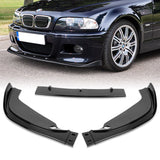 For 2001-2006 BMW E46 M3 H-Style Painted Black Front Bumper Splitter Spoiler Lip 3PCS