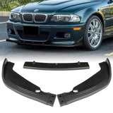 For 2001-2006 BMW E46 M3 H-Style Carbon Look Front Bumper Splitter Spoiler Lip 3PCS
