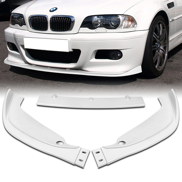 For 2001-2006 BMW E46 M3 H-Style Painted White Front Bumper Splitter Spoiler Lip 3PCS