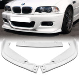 For 2001-2006 BMW E46 M3 H-Style Painted White Front Bumper Splitter Spoiler Lip 3PCS