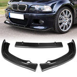 For 2001-2006 BMW E46 M3 H-Style Carbon Fiber Front Bumper Splitter Spoiler Lip 3PCS