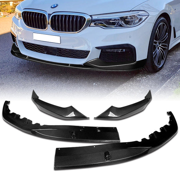 For 2017-2020 BMW 5-Series G30 M-Sport Carbon Fiber Front Bumper Splitter Spoiler Lip 3PCS