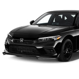 For 2022-2024 Honda Civic Sedan 11Th Painted Black Front Bumper Splitter Spoiler Lip 3PCS