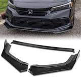 For 2022-2024 Honda Civic Sedan 11Th Painted Black Front Bumper Splitter Spoiler Lip 3PCS