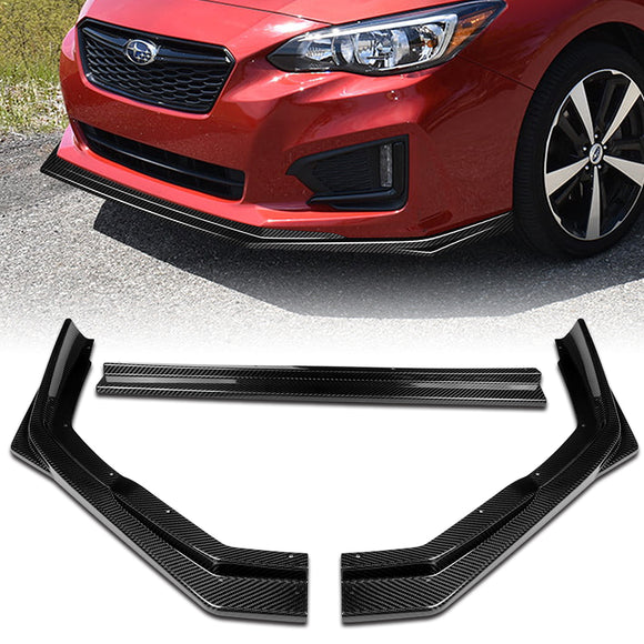 For 2017-2019 Subaru Impreza ST-Style Real Carbon Fiber Front Bumper Splitter Spoiler Lip 3PCS