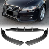 For 2009-2012 Audi A4 B8 Sedan STP-Style Carbon Look Front Bumper Splitter Spoiler Lip 3PCS