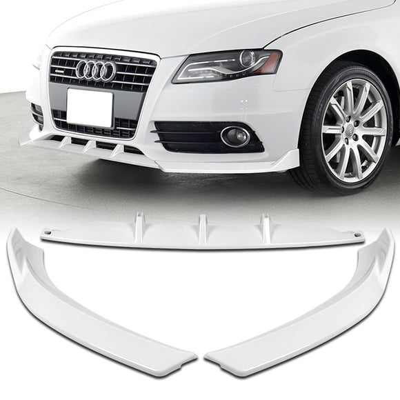 For 2009-2012 Audi A4 B8 Sedan STP-Style Painted White Front Bumper Splitter Spoiler Lip 3PCS