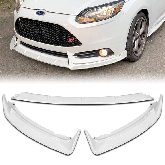 For 2012-2014 Ford Focus ST MK3 GT-Style Painted White Front Bumper Splitter Spoiler Lip 3PCS