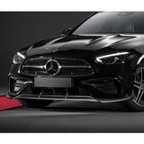 For 2022-2025 Mercedes C-Class W206 AMG Line Painted Black Front Bumper Splitter Spoiler Lip 3PCS