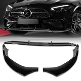 For 2022-2025 Mercedes C-Class W206 AMG Line Painted Black Front Bumper Splitter Spoiler Lip 3PCS