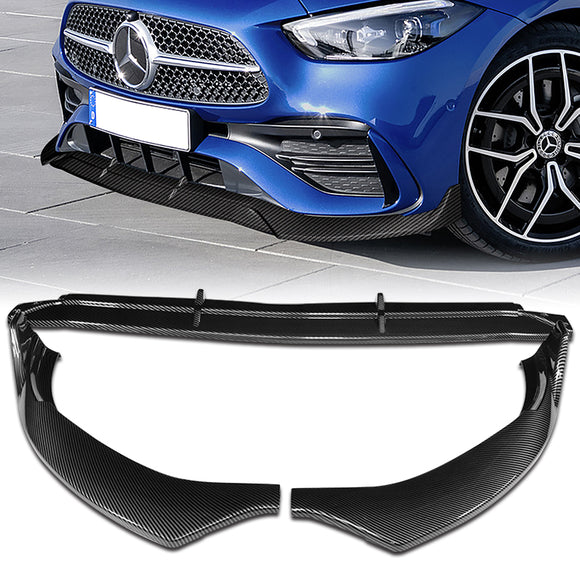 For 2022-2025 Mercedes C-Class W206 AMG Line Carbon Look Front Bumper Splitter Spoiler Lip 3PCS