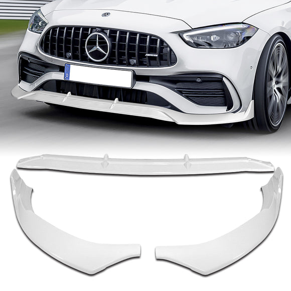 For 2022-2023 Mercedes C-Class W206 AMG Line Painted White Front Bumper Splitter Spoiler Lip 3PCS