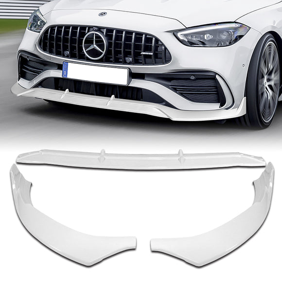 For 2022-2025 Mercedes C-Class W206 AMG Line Painted White Front Bumper Splitter Spoiler Lip 3PCS