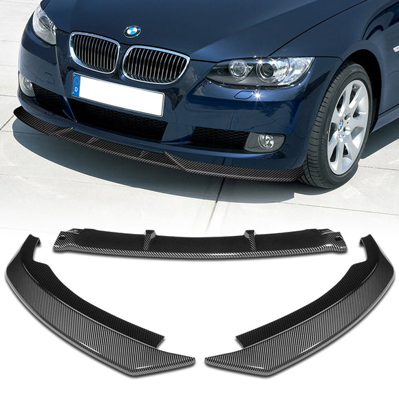 For 2007-2010 BMW 3-Series E92 E93 M-Style Carbon Look Front Bumper Splitter Spoiler Lip 3PCS