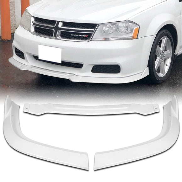 For 2011-2014 Dodge Avenger STP-Style Painted White Black Front Bumper Splitter Spoiler Lip 3PCS