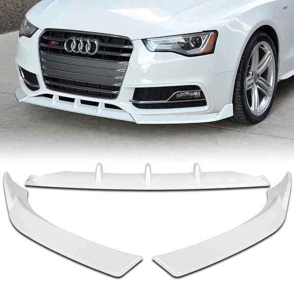 For 2013-2016 Audi A5 / S5 S-Line Painted White Front Bumper Splitter Spoiler Lip 3PCS