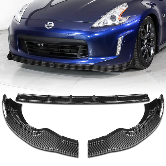 For 2013-2020 Nissan 370Z GT-Style Carbon Look Front Bumper Splitter Spoiler Lip 3PCS