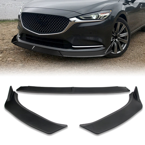 2019-2021 Mazda 6 Atenza Unpainted Matte Black 3-Piece Front Bumper Body Spoiler Splitter Lip Kit
