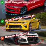 2016-2018 Chevy Camaro LT LS SS Painted Black 3-Piece Front Bumper Body Spoiler Splitter Lip Kit ZL1 Style